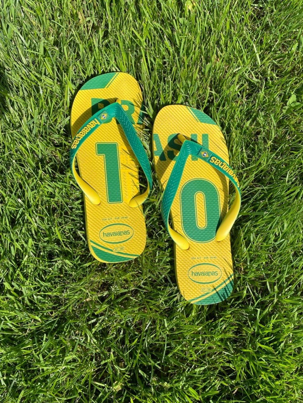 HAVAIANAS Brasil #10 NEYMAR unisex flip flops size 37-38  US 6/7 EUR 39/40